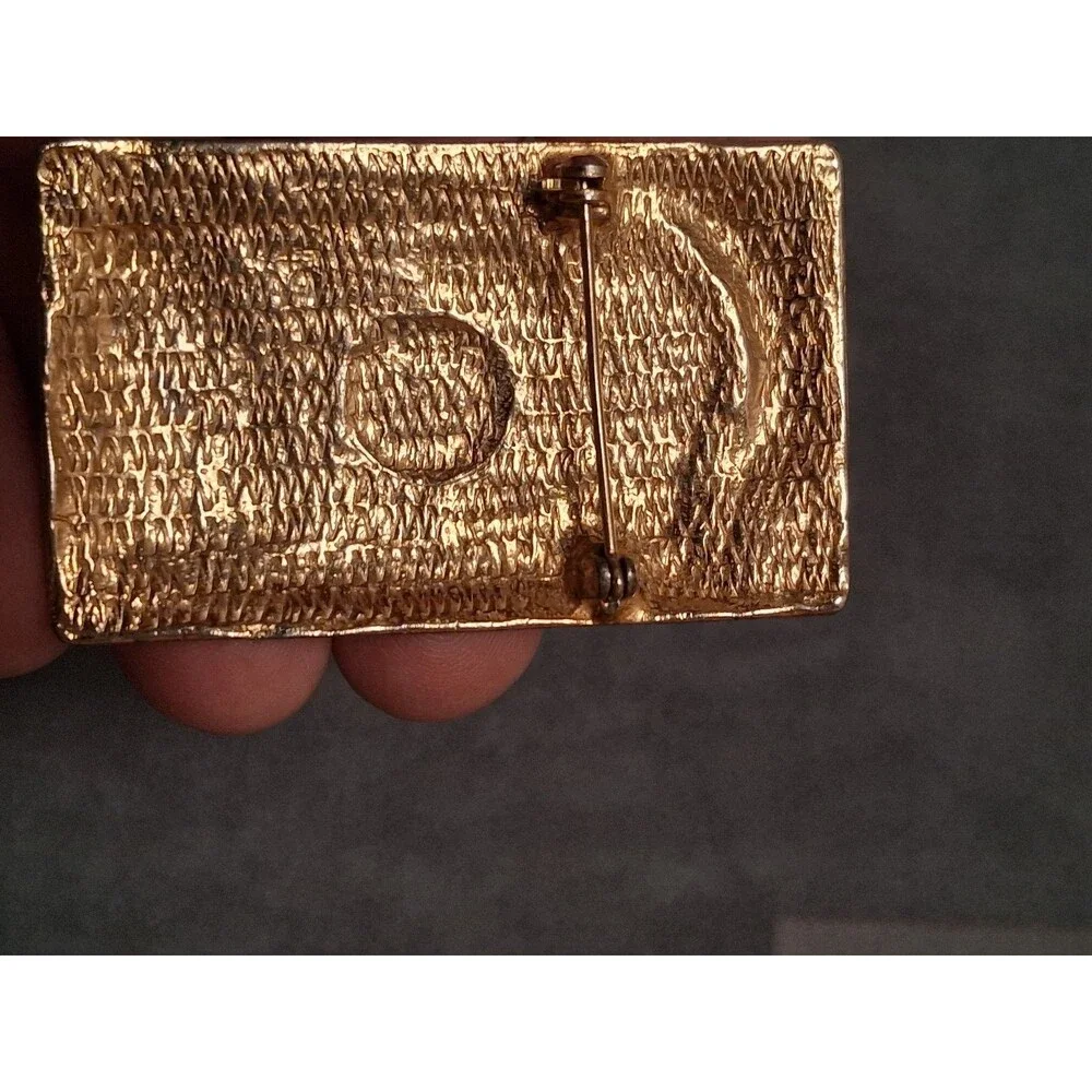 Vintage Abstract Modernist Metal Brooch Unique Cubist Design